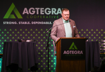 Agtegra Board President Rick Osterday calls the annual member meeting to order. 