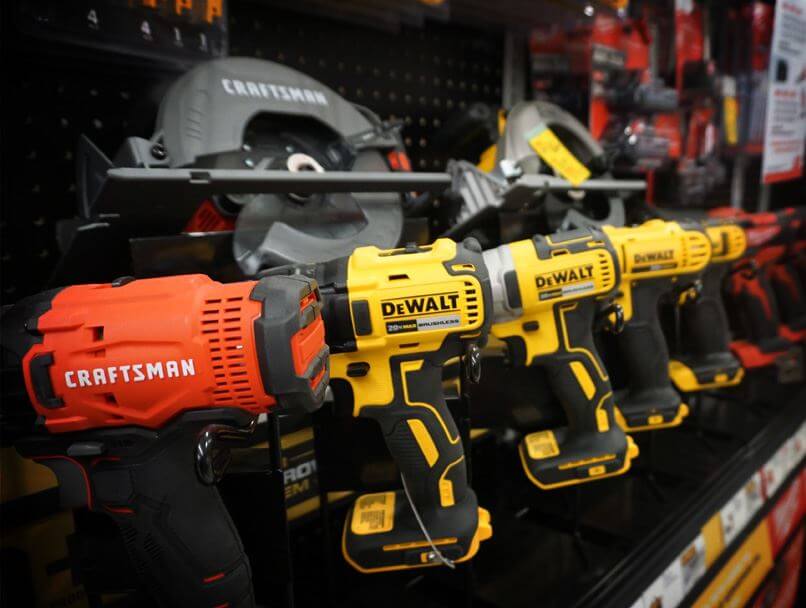 A line-up of DeWalt and Craftsman tools at Allied Cooperative Ace Hardware in West Salem, WI.