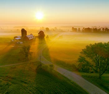 Sunrise over farm