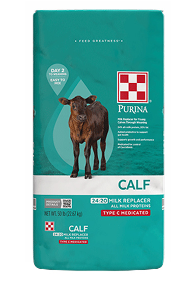 Purina® 24:20 All Milk Medicated Calf Milk Replacer