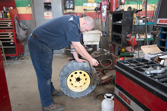 Agronomy tire repair done in shop and on the farm.