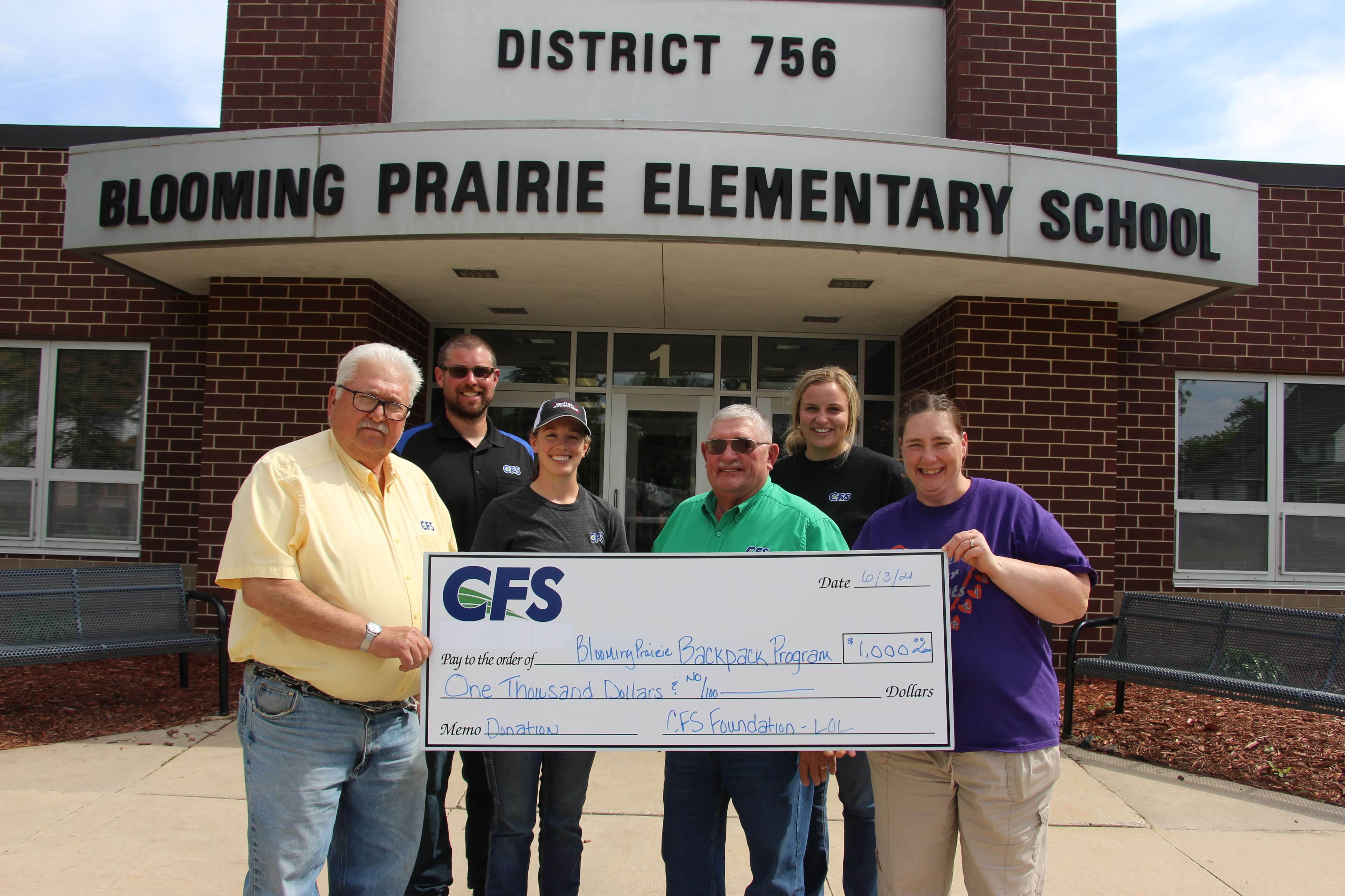 CFS Foundation Presents a 1000 to the Blooming Prairie Backpack Food