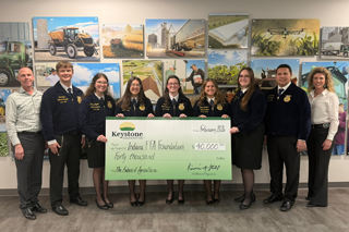 Check Presentation to Indiana FFA State Officers with Scott Logue & Lindsay Sankey of Keystone Cooperative