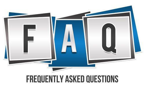Graphic showing FAQ in steal and Blue letters
