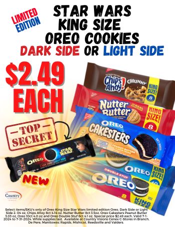 Including King Size Chips Ahoy, Nutter Butter, Oreo Cakesters, Oreos & Double Stuf Oreos