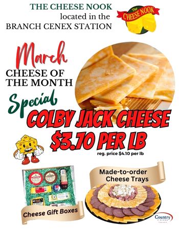 Cheese of the Month - Colby Jack Cheese $3.70 per lb