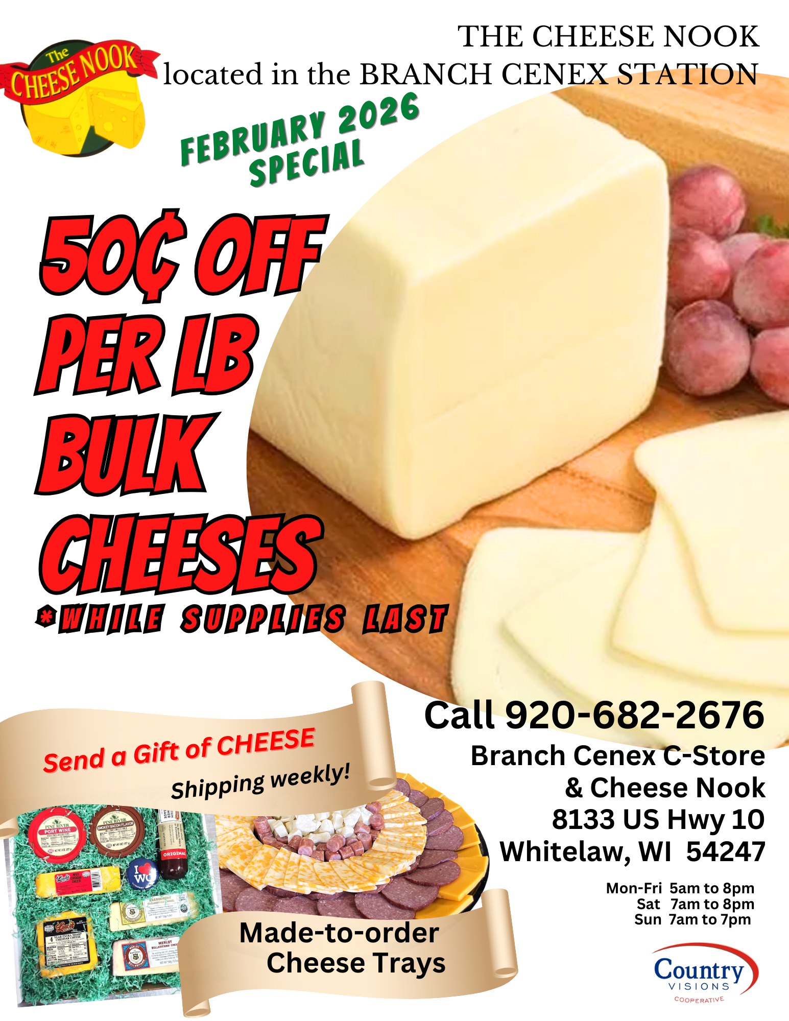 February Cheese of the Month - Bulk Cheese $.50 OFF per pound