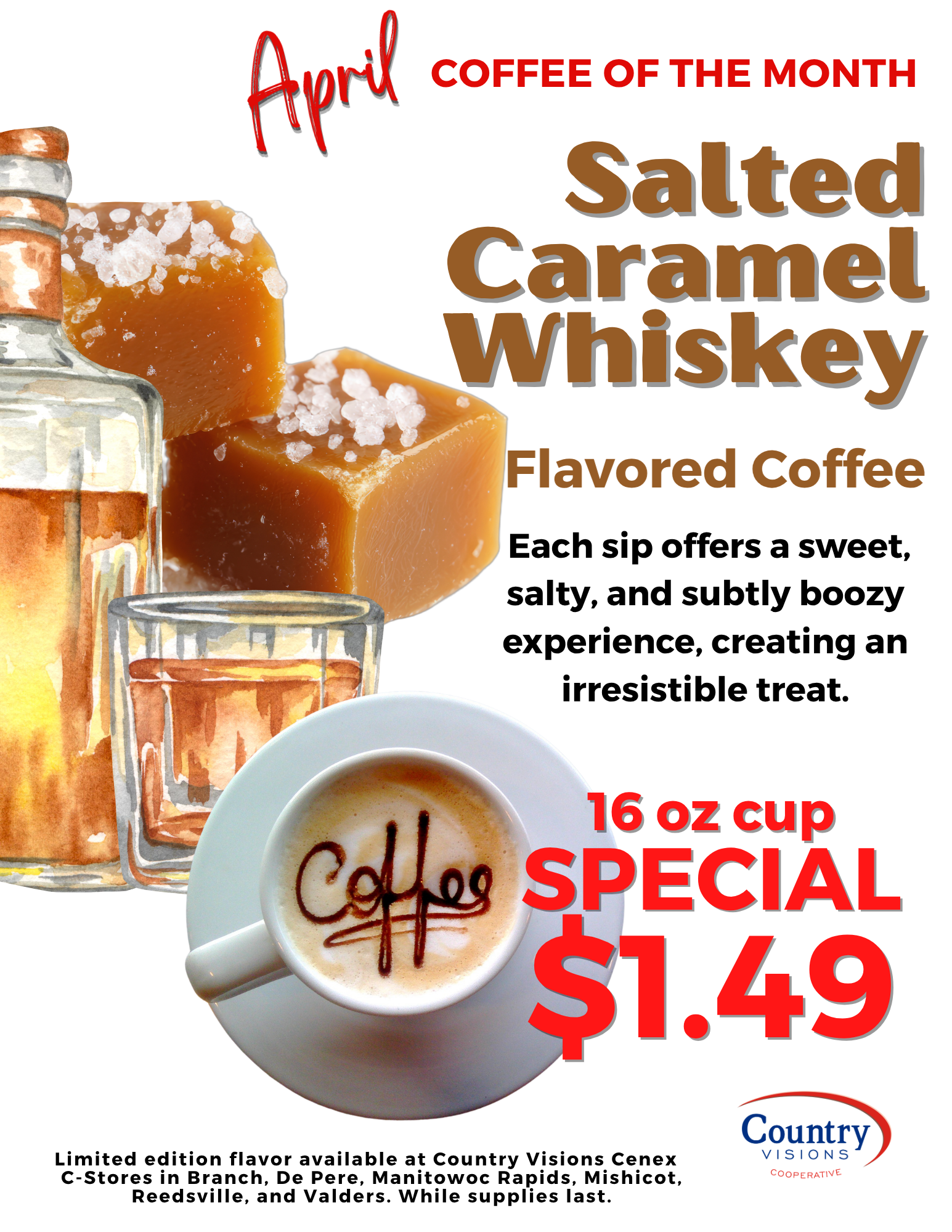 Salted Caramel Whiskey Flavored Coffee