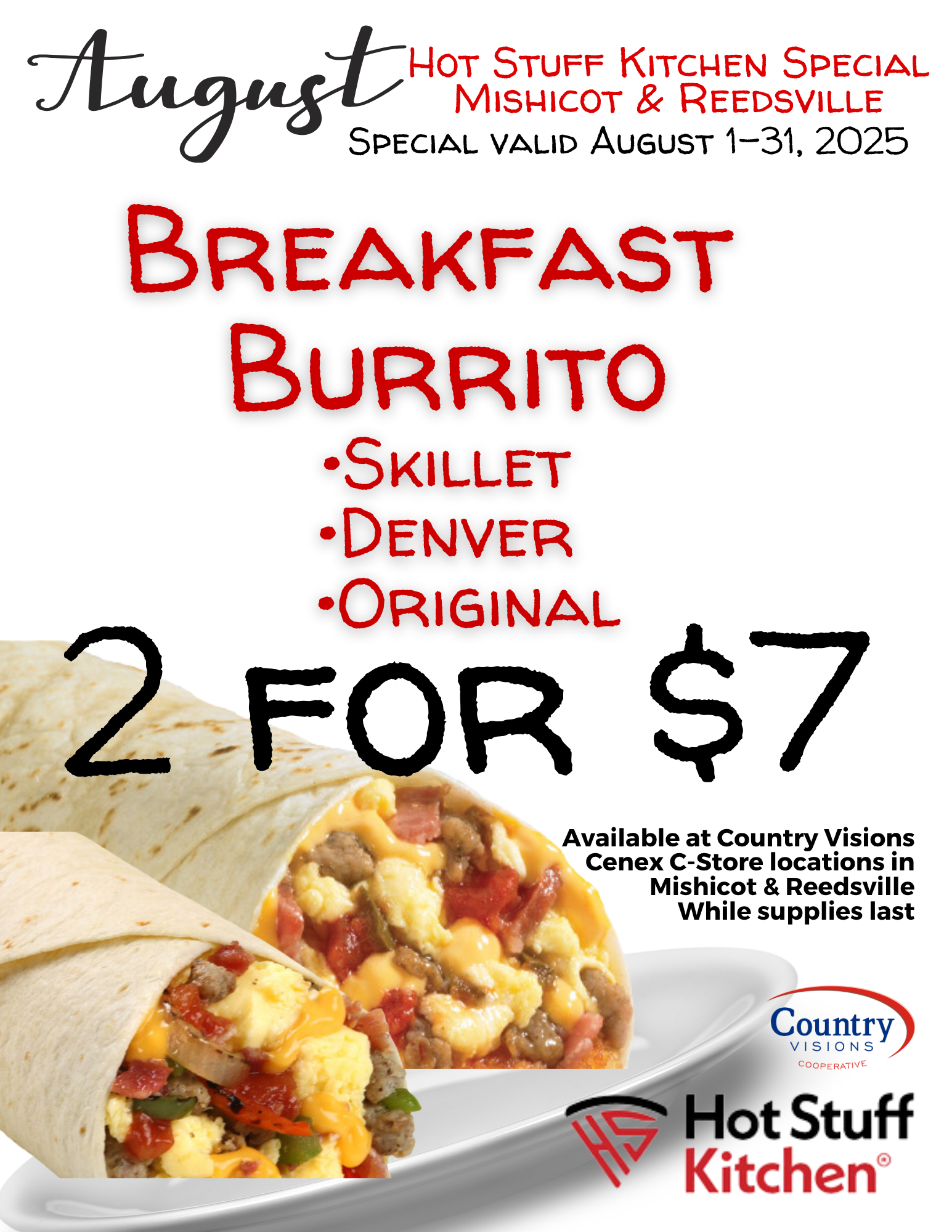 Hot Stuff Kitchens - Breakfast Burrito 2 for $7 special