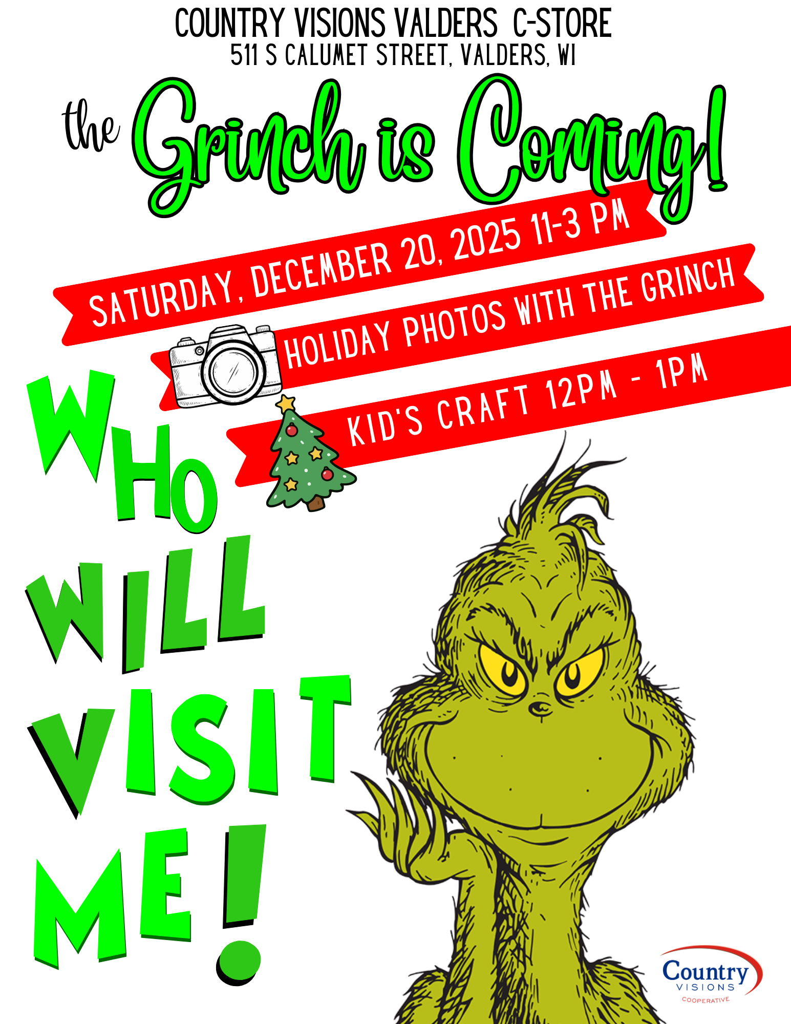 Valders C-Store welcomes the Grinch on December 20, 2025