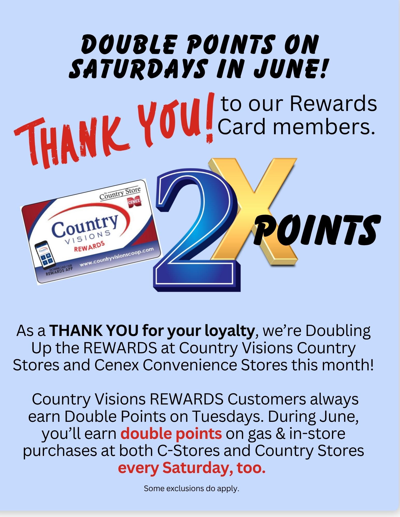 REWARDS  - Double Points on Two Days for June