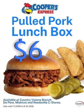 Cooper's Express Pulled Pork Lunch Box $6, plus tax