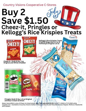 Cheez-it, Pringles or Rice Krispies Treats Buy 2 and SAVE $1.50