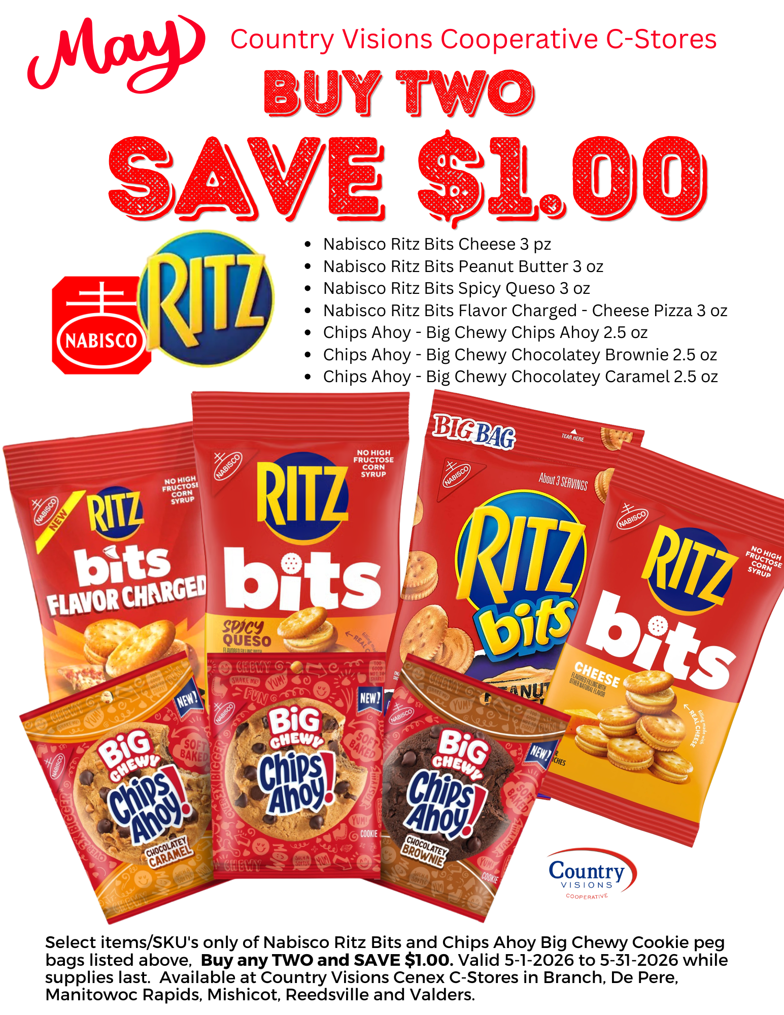 Nabisco Ritz Bitz and Chips Ahoy! - Buy 2 and Save $1.00