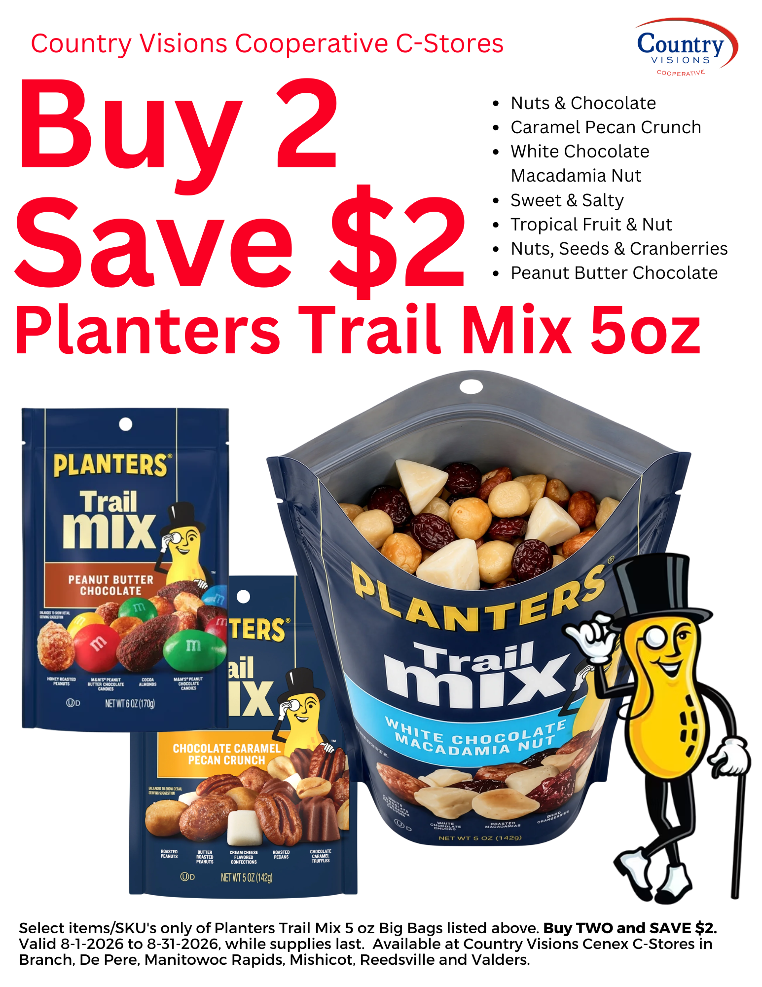 August Special- Planters Trail MIx 5 oz., Buy 2 and SAVE $2.00