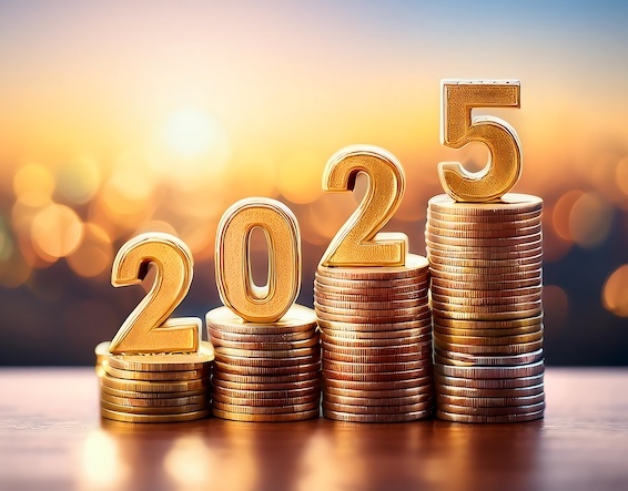 2025 and stacked coins