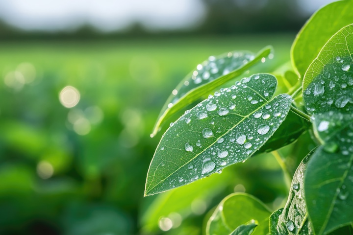 wet soybean plant
