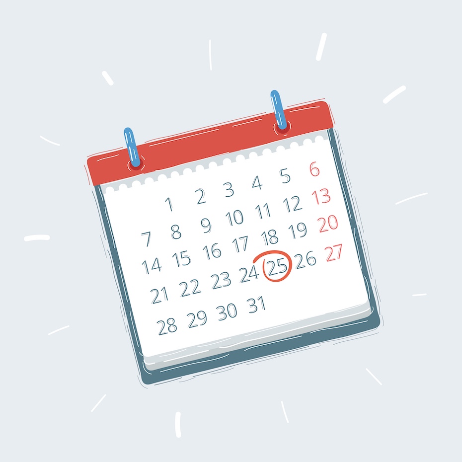 calendar with date circled