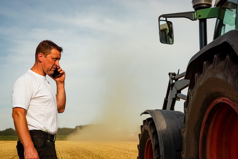 farmer calling from field