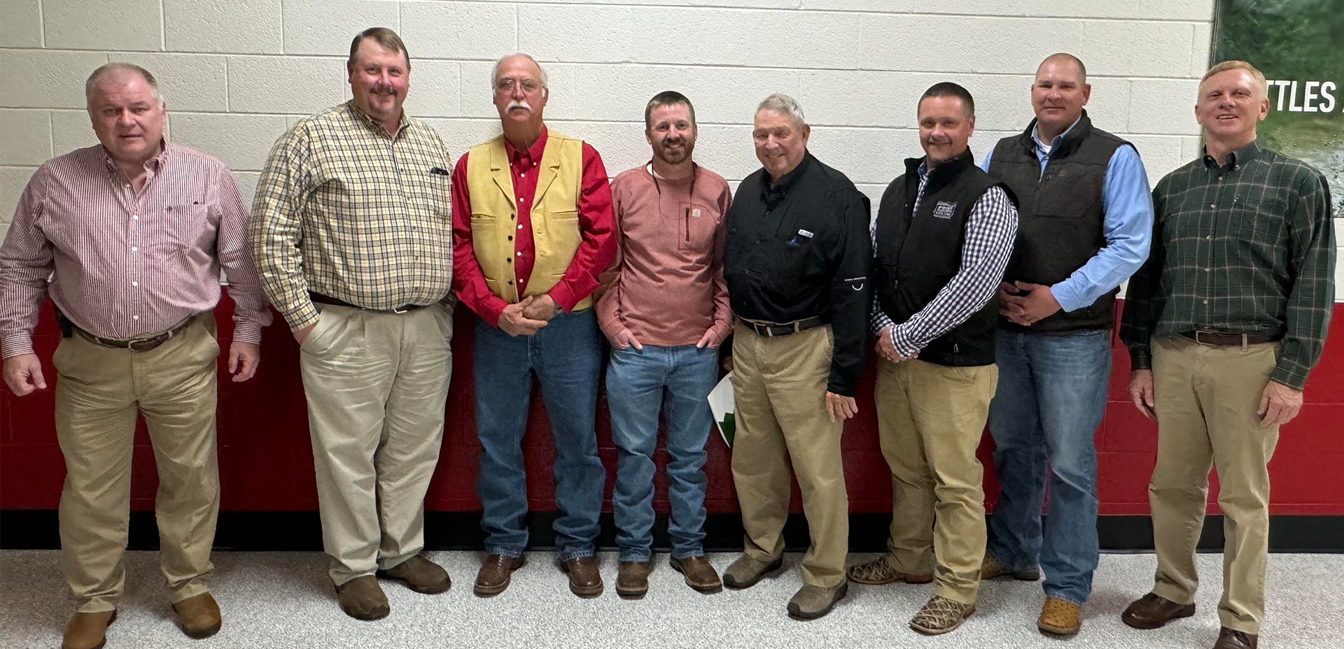 Left to Right: Mark Roach, Casey Youngerman, Marty Tolley, John Cody Moore  Larry Paul Harris, Jason Cherry, Lee Lewis, and Rob White (General Manager)