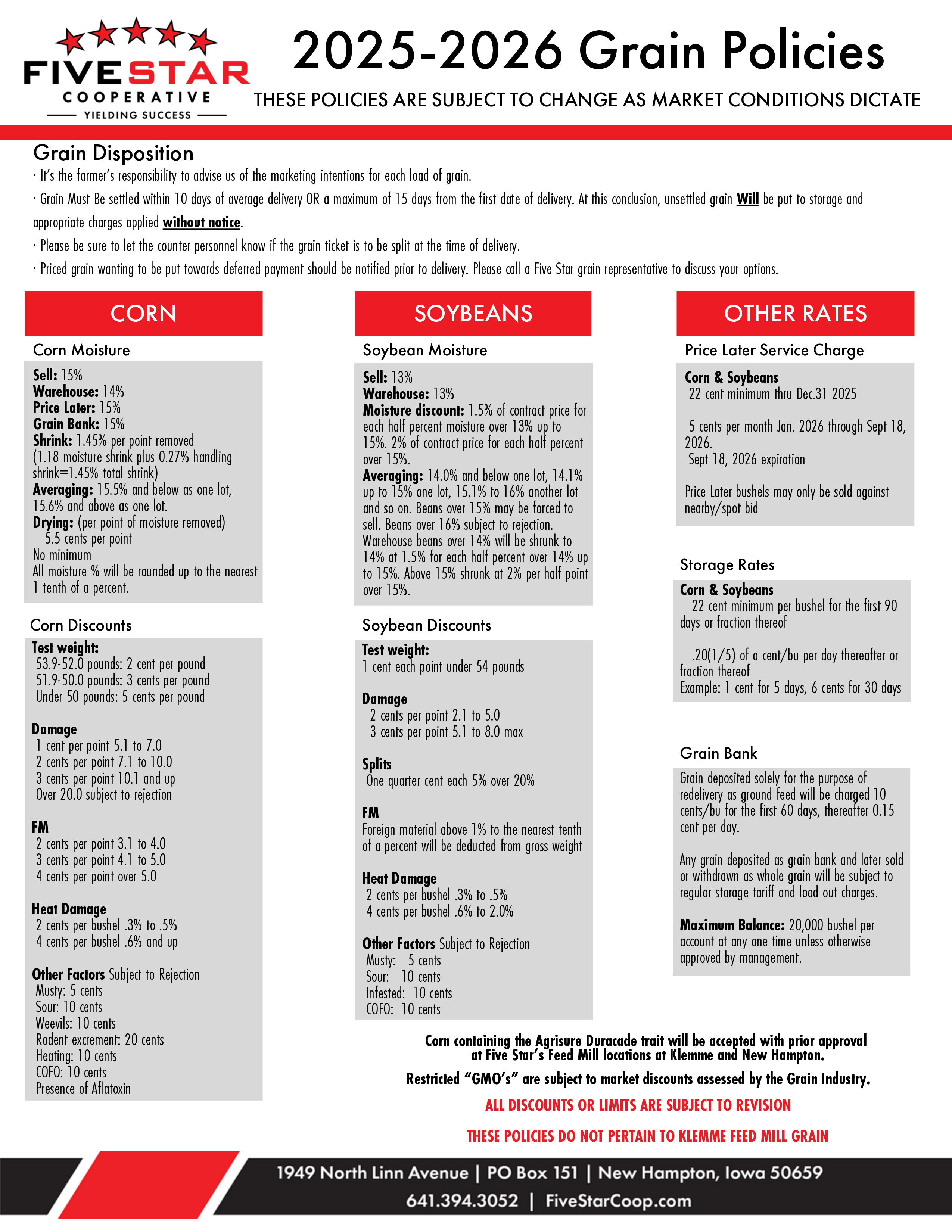 2025-2026 Grain Policies