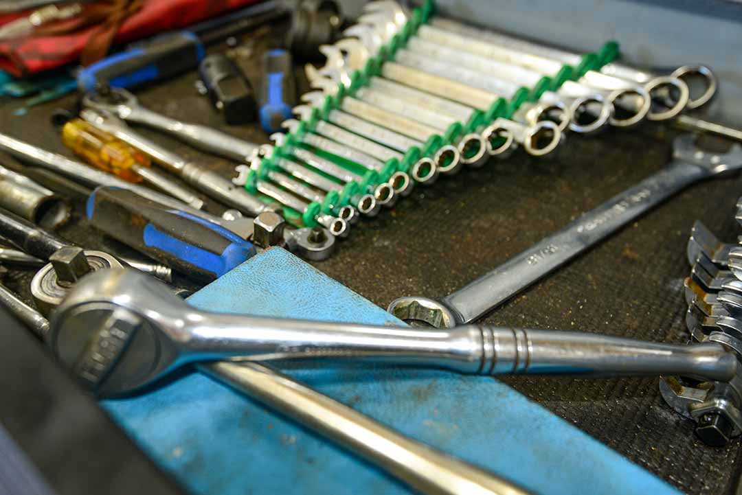 Wrenches on a tool box