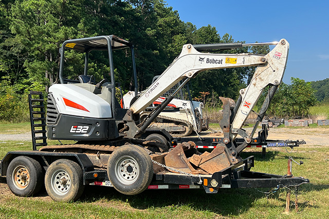 A Bobcat backhoe loader