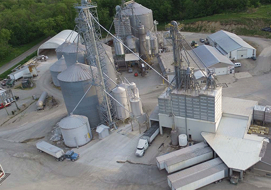 Arial View of a Livestock Feed Manufacturing Facility