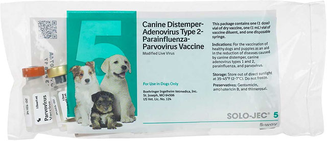 A bag with a pet vaccine in it.