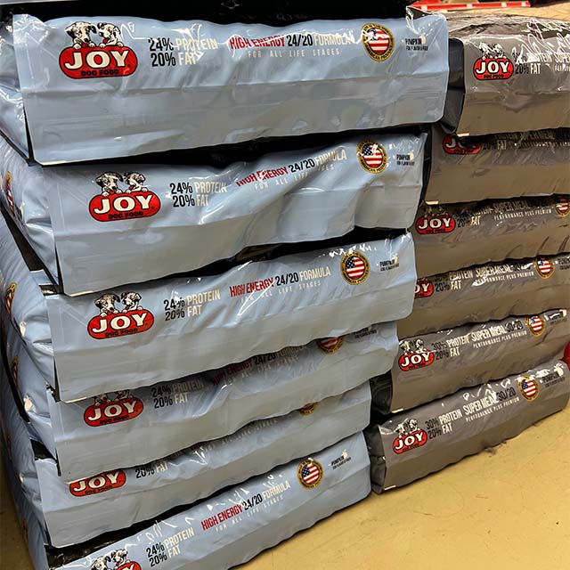 Joy Dog Food bags.