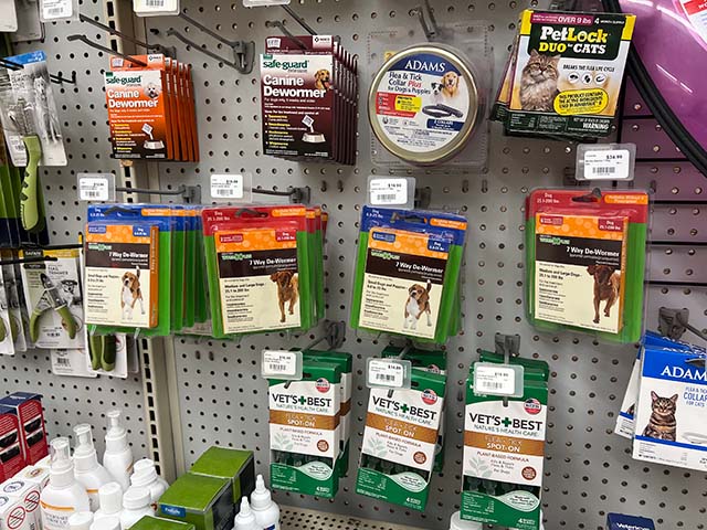 Flea and tick products.