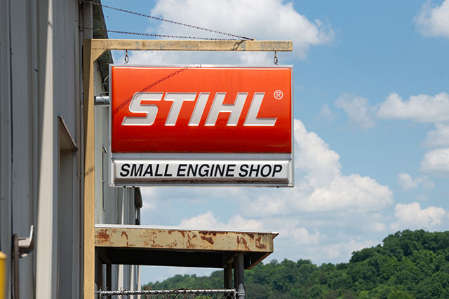 Stihl Small Engine Shop sign.