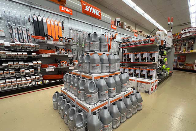 Image of Stihl section at Jefferson Farmers Co-op in their power equipment section.