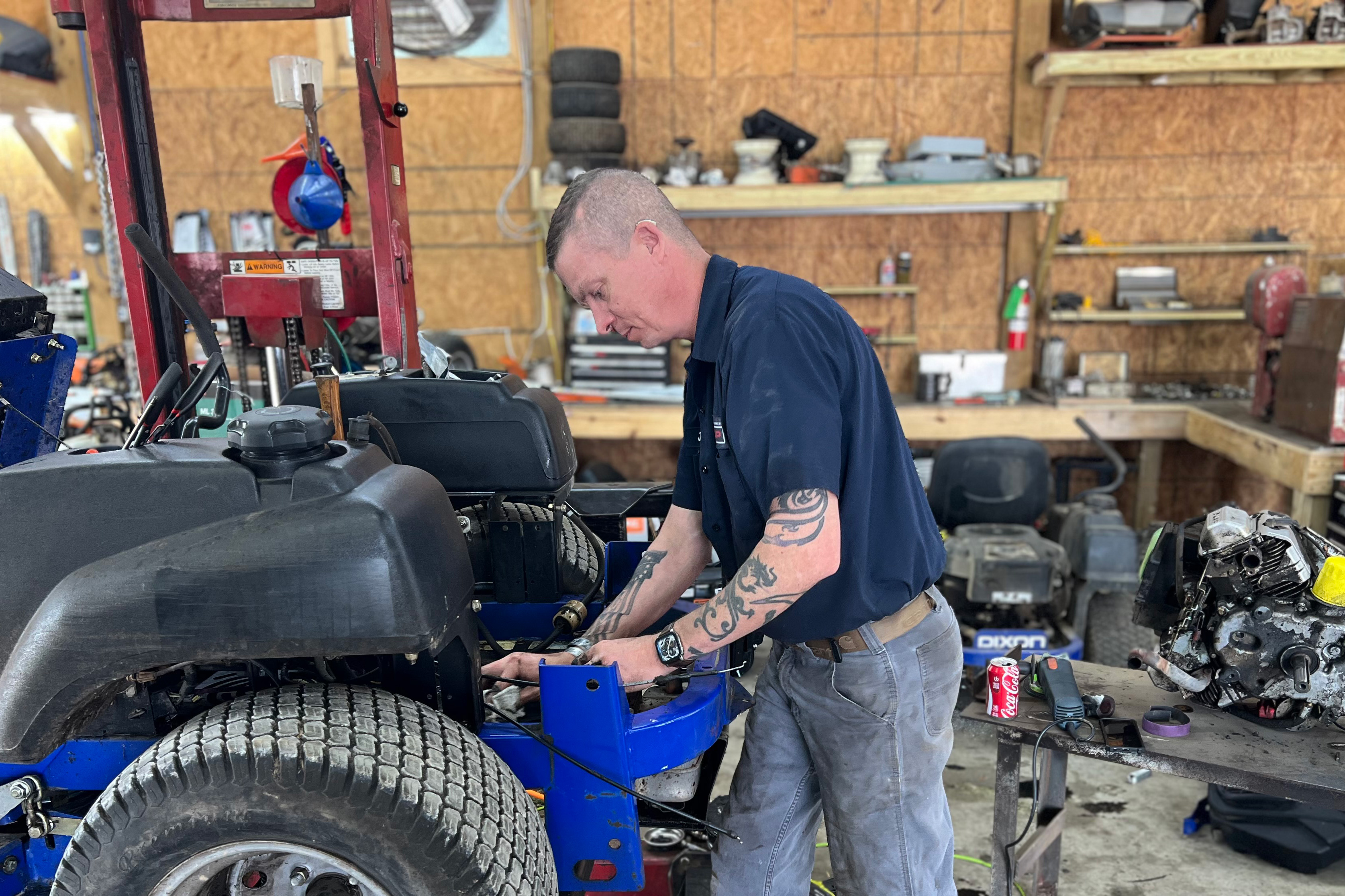 Repairing mower