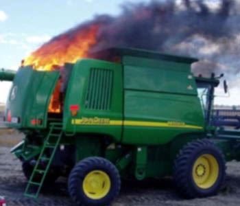 Tractor on fire 