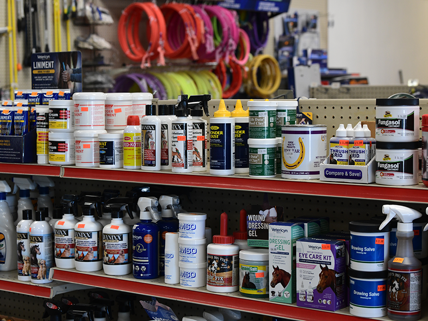 Equine supplies and products including: dressing gel, thrush rid, fungasol, drawing slave, hoof fix, and many more.