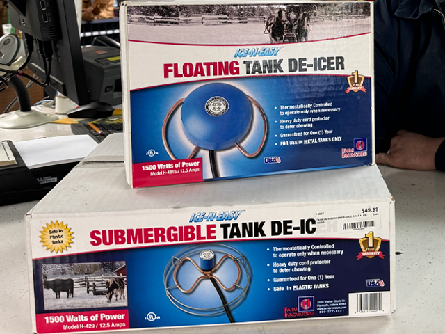 Ice-N-easy floating and a submergible tank de-icer