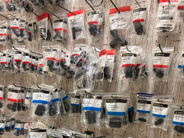 Green Leaf irrigation and livestock watering system fittings, including pipe adapters, tees, elbows, and couplings available at Tennessee Valley Co-op.