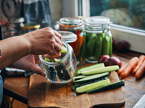 Canning various vegetables